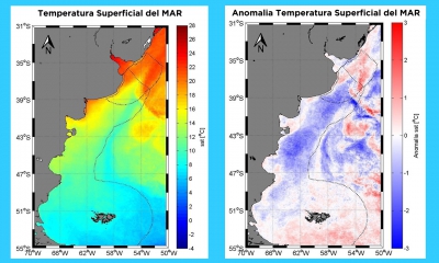 La temperatura superficial del mar en diciembre de 2017 a partir de imágenes satelitales