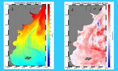 La temperatura superficial del mar en enero de 2018 a partir de imágenes satelitales